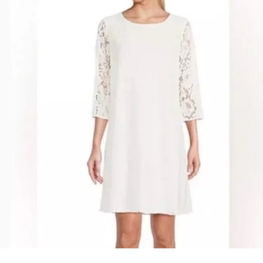 Caroline Rose Chic White Lace Sleeve Dress Size XL NWOT